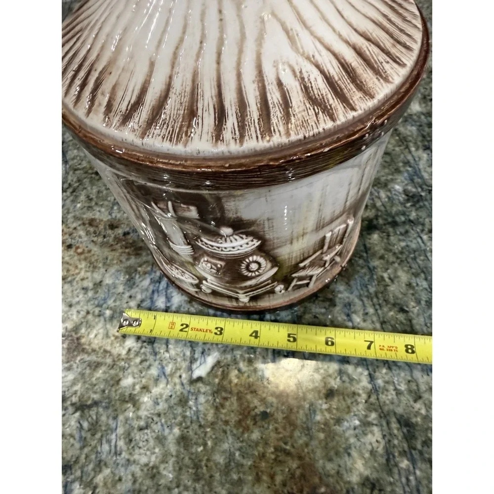 Vintage Made In Japan Early American Frontier Ceramic Cookie Jar Cottagecore